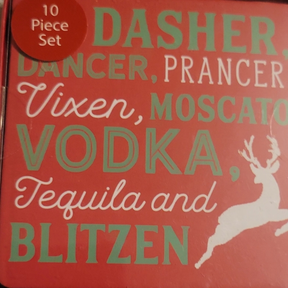 10 Piece Christmas Reindeer Coaster Set, New in Package - Picture 4 of 4